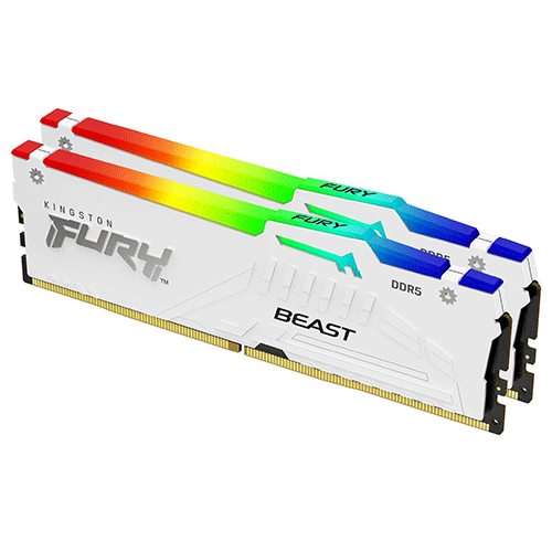 Модуль пам’яті Kingston Fury Beast White RGB 32GB (2x16) DDR5 5200 MHz (KF552C40BWAK2-32)