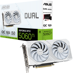 Відеокарта ASUS Dual GeForce RTX 5060 Ti 16GB GDDR7 White OC Edition (DUAL-RTX5060TI-O16G-WHITE)