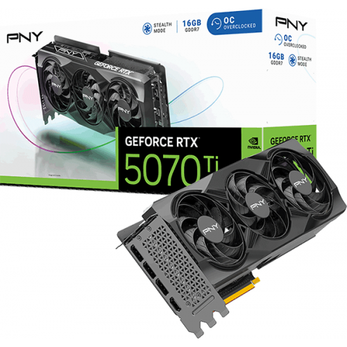 Відеокарта PNY GeForce RTX 5070 Ti Overclocked Triple Fan GPU (VCG5070T16TFXPB1-O) Відеокарта PNY GeForce RTX 5070 Ti Overclocked Triple Fan GPU (VCG5070T16TFXPB1-O)