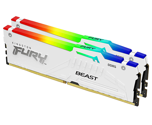 Модуль пам’яті Kingston Fury Beast White RGB 32GB (2x16) DDR5 5200 MHz (KF552C40BWAK2-32)