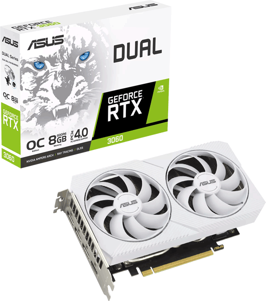 Відеокарта ASUS Dual GeForce RTX 3060 White OC Edition 8GB GDDR6 (DUAL-RTX3060-O8G-WHITE)
