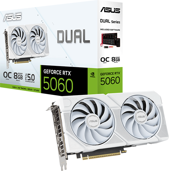 Відеокарта ASUS Dual GeForce RTX 5060 8GB GDDR7 White OC Edition (DUAL-RTX5060-O8G-WHITE)