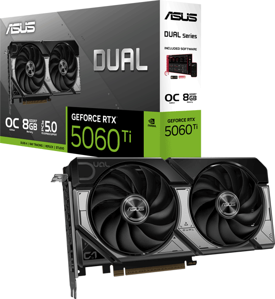 Відеокарта ASUS Dual GeForce RTX 5060 Ti 8GB GDDR7 OC Edition (DUAL-RTX5060TI-O8G)