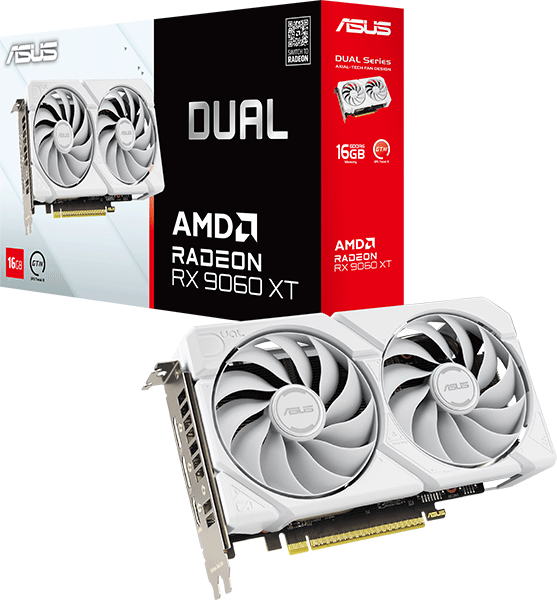 Відеокарта ASUS Dual Radeon RX9060XT 16G GDDR6 White Edition (DUAL-RX9060XT-16G-WHITE)