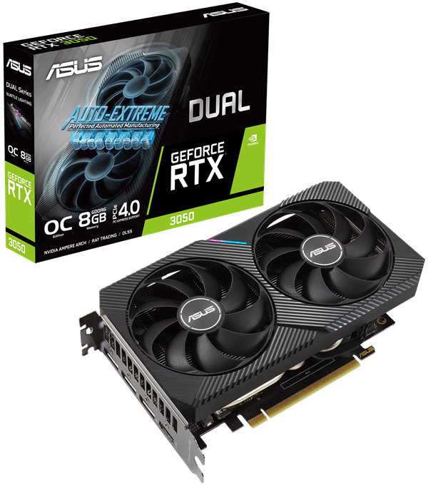 Відеокарта ASUS GeForce RTX 3050 (DUAL-RTX3050-O8G)