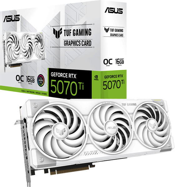 Відеокарта ASUS TUF Gaming GeForce RTX 5070 Ti 16GB GDDR7 White OC Edition (TUF-RTX5070TI-O16G-WHITE-GAMING)
