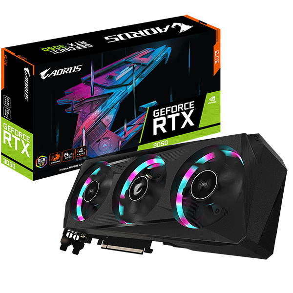 Відеокарта Gigabyte AORUS GeForce RTX 3050 ELITE 8G (GV-N3050AORUS E-8GD)