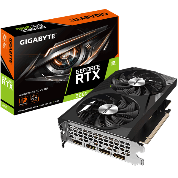 Відеокарта Gigabyte GeForce RTX 3050 WINDFORCE OC V2 8G (GV-N3050WF2OCV2-8GD)