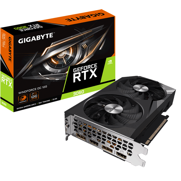 Відеокарта Gigabyte GeForce RTX 3060 WINDFORCE OC 12G rev.2.0 LHR (GV-N3060WF2OC-12GD)