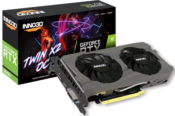 Відеокарта Inno3D GeForce RTX 3050 8GB TWIN X2 OC (N30502-08D6X-1711VA41)