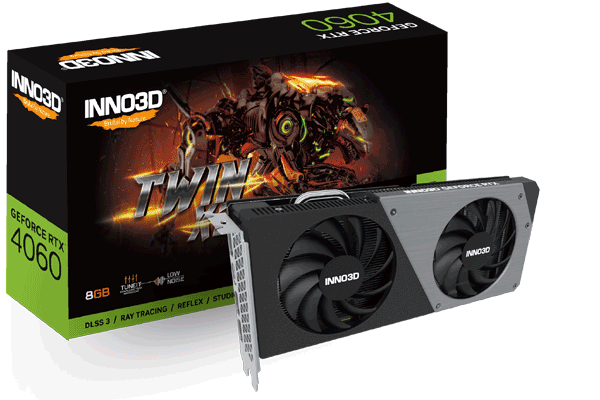 Відеокарта Inno3D GeForce RTX 4060 8GB TWIN X2 (N40602-08D6-173051N)