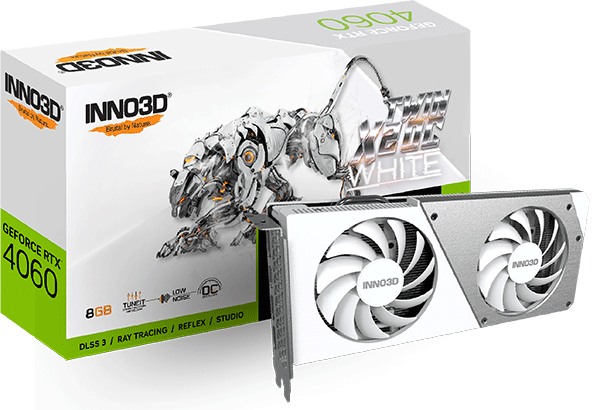 Відеокарта Inno3D GeForce RTX 4060 8GB TWIN X2 OC WHITE (N40602-08D6X-173051W)