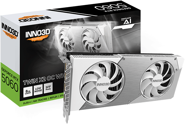 Відеокарта Inno3D GeForce RTX 5060 8GB TWIN X2 OC WHITE (N50602-08D7X-195070W)