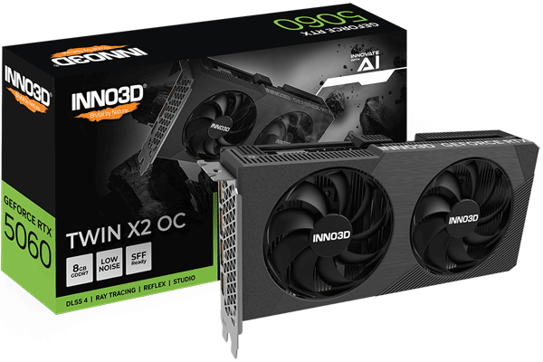 Відеокарта Inno3D GeForce RTX 5060 8GB TWIN X2 OC V2 (N50602-08D7X-195071N)