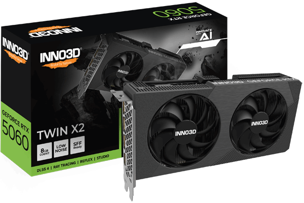 Відеокарта Inno3D GeForce RTX 5060 8GB TWIN X2 (N50602-08D7-195071N)