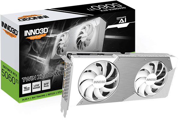 Відеокарта Inno3D GeForce RTX 5060 Ti 16GB TWIN X2 OC WHITE (N506T2-16D7X-191073W)
