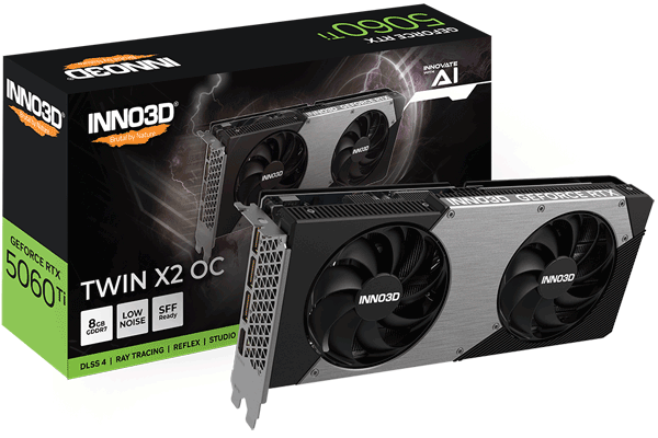 Відеокарта Inno3D GeForce RTX 5060 Ti 8GB TWIN X2 OC (N506T2-08D7X-193075N)