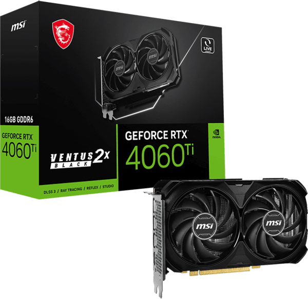 Відеокарта MSI GeForce RTX 4060 Ti (RTX 4060 Ti VENTUS 2X BLACK 16G)