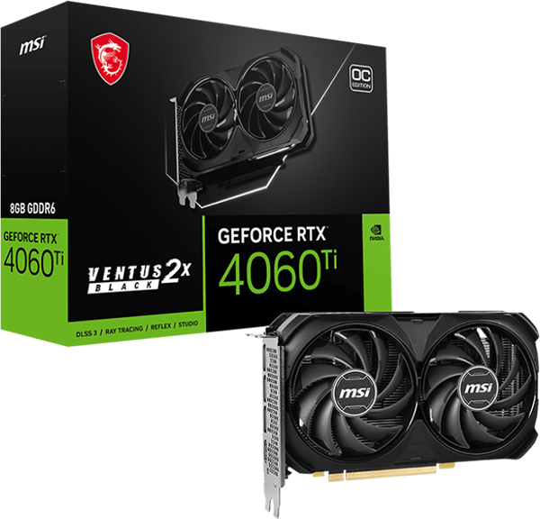 Відеокарта MSI GeForce RTX 4060 Ti (RTX 4060 Ti VENTUS 2X BLACK 8G OC)