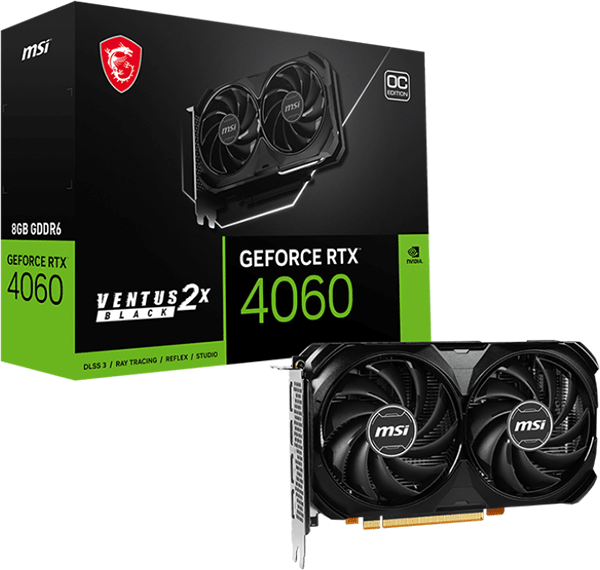 Відеокарта MSI GeForce RTX 4060 (RTX 4060 VENTUS 2X BLACK 8G)