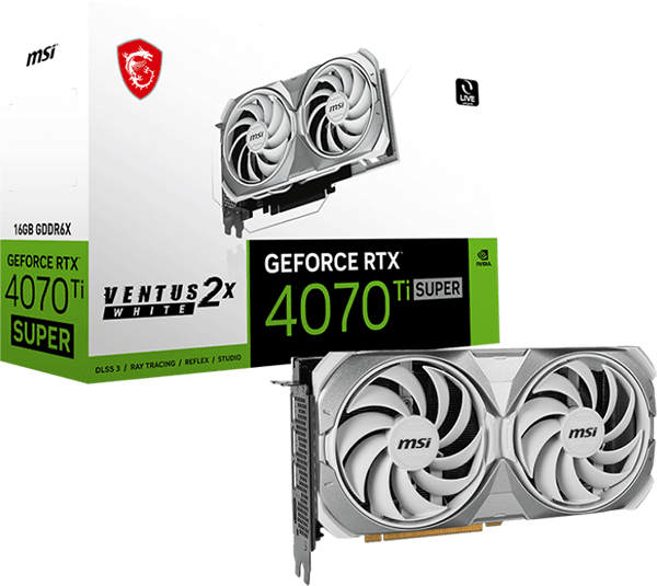 Відеокарта MSI GeForce RTX 4070 Ti SUPER (RTX 4070 Ti SUPER 16G VENTUS 2X WHITE)