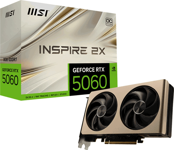 Відеокарта MSI GeForce RTX 5060 (RTX 5060 8G INSPIRE 2X OC)