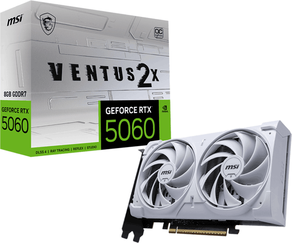 Відеокарта MSI GeForce RTX 5060 (RTX 5060 8G VENTUS 2X OC WHITE)