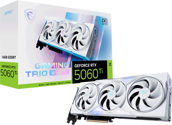 Відеокарта MSI GeForce RTX 5060 Ti (RTX 5060 Ti 16G GAMING TRIO OC WHITE)