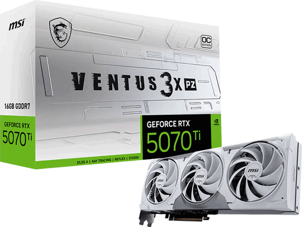 Відеокарта MSI GeForce RTX 5070 Ti (RTX 5070 Ti 16G VENTUS 3X PZ OC)