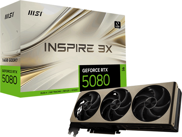 Відеокарта MSI GeForce RTX 5080 (RTX 5080 16G INSPIRE 3X)