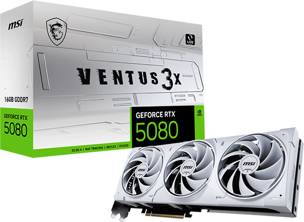 Відеокарта MSI GeForce RTX 5080 (RTX 5080 16G VENTUS 3X WHITE)