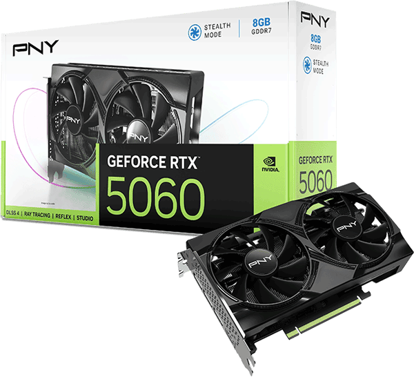 Відеокарта PNY GeForce RTX 5060 8GB Dual Fan GPU (VCG50608DFXPB1)
