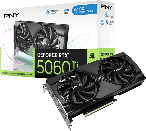 Відеокарта PNY GeForce RTX 5060 Ti 8GB Overclocked Dual Fan GPU (VCG5060T8DFXPB1-O)