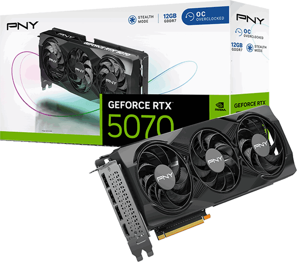 Відеокарта PNY GeForce RTX 5070 Overclocked Triple Fan GPU (VCG507012TFXPB1-O)
