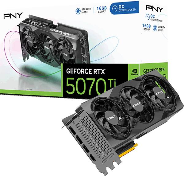 Відеокарта PNY GeForce RTX 5070 Ti Overclocked Triple Fan GPU (VCG5070T16TFXPB1-O)