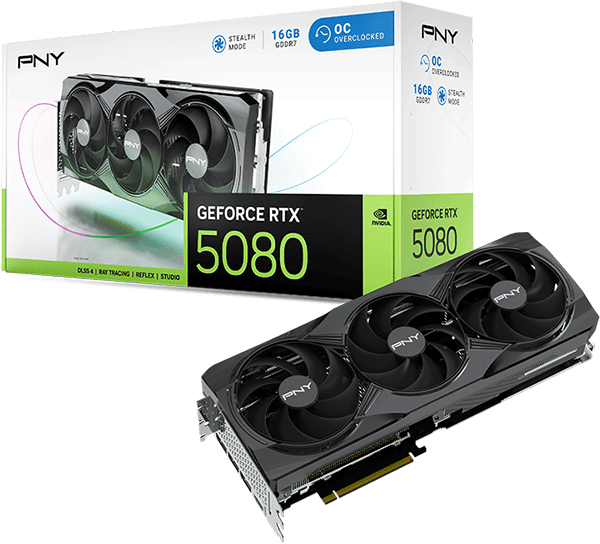 Відеокарта PNY GeForce RTX 5080 Overclocked Triple Fan GPU (VCG508016TFXPB1-O)