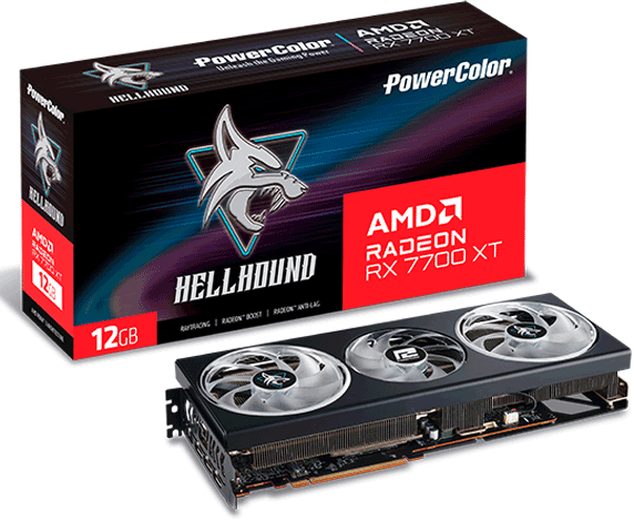 Відеокарта PowerColor Radeon RX 7700 XT 12GB Hellhound (RX 7700 XT 12G-L/OC)