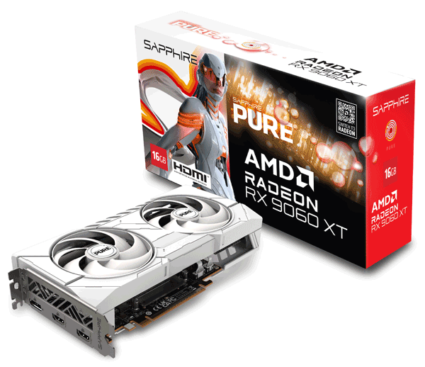 Видеокарта Sapphire PURE AMD Radeon RX 9060 XT 16GB GPU (11350-02-20G)