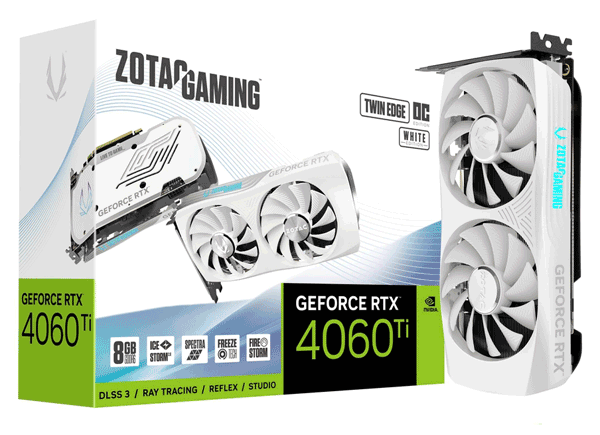 Відеокарта ZOTAC GeForce RTX 4060 Ti 8Gb Twin Edge OC White Edition (ZT-D40610Q-10M)