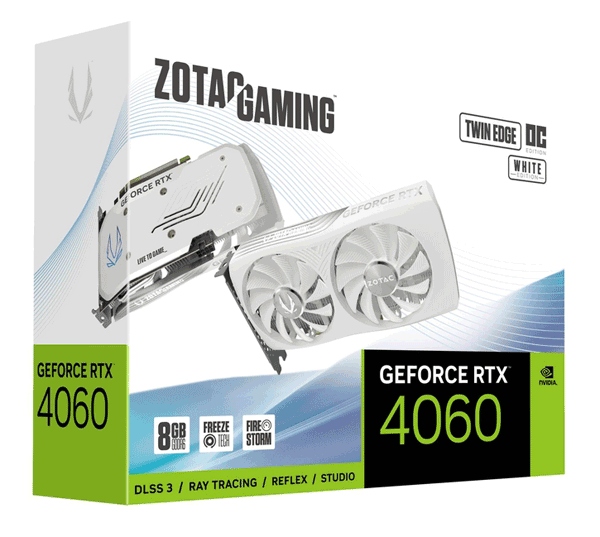 Відеокарта ZOTAC GeForce RTX 4060 8Gb Twin Edge OC White Edition (ZT-D40600Q-10M)